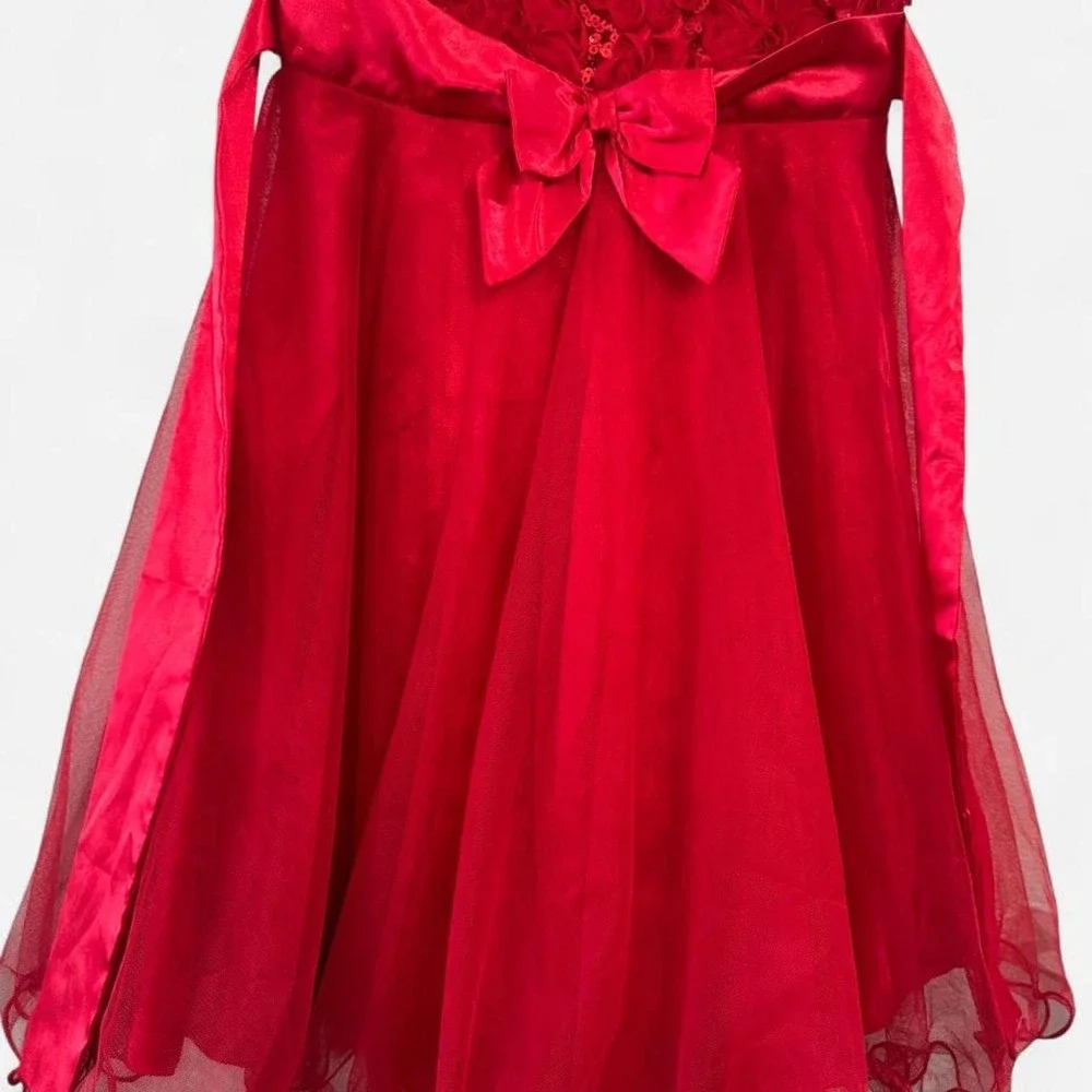 Kids pinky girls Red lace babydoll dress with bow detail Zise 10